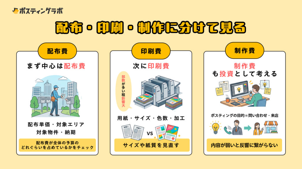 配布・印刷・制作に分ける