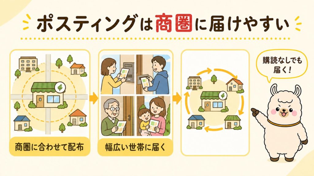 ポスティングは商圏に届けやすい