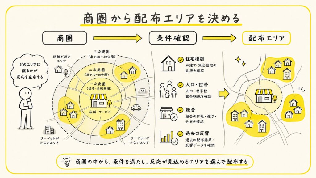 商圏から配布エリアを決める