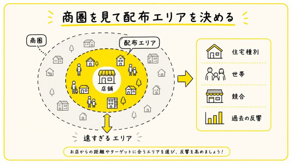 商圏を見て配布エリアを決める